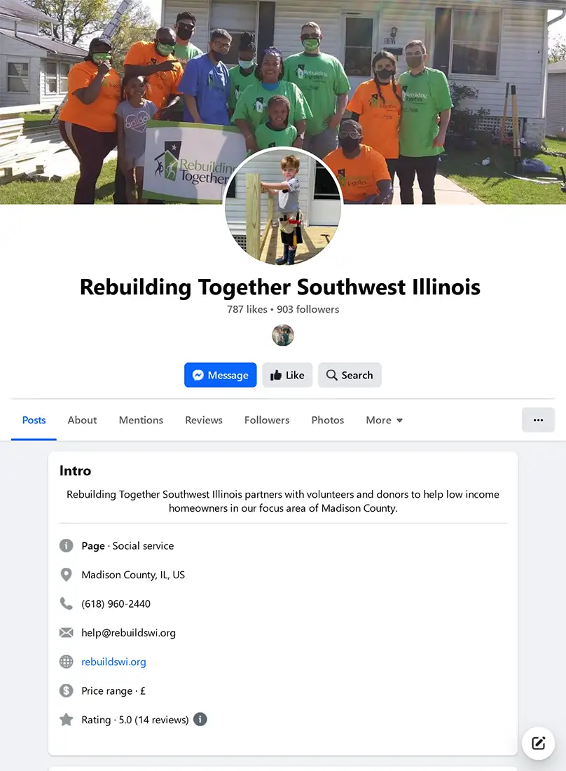 Rebuilding Together facebook page screenshot