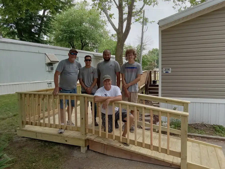 Rebuilding Together Southwest Illinois - Wheelchair Ramp Build for Local Veteran Undergoing Cancer Treatment - group of volunteers - June 2023